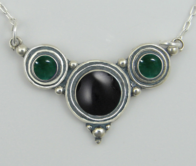 Sterling Silver Gemstone Necklace With Black Onyx